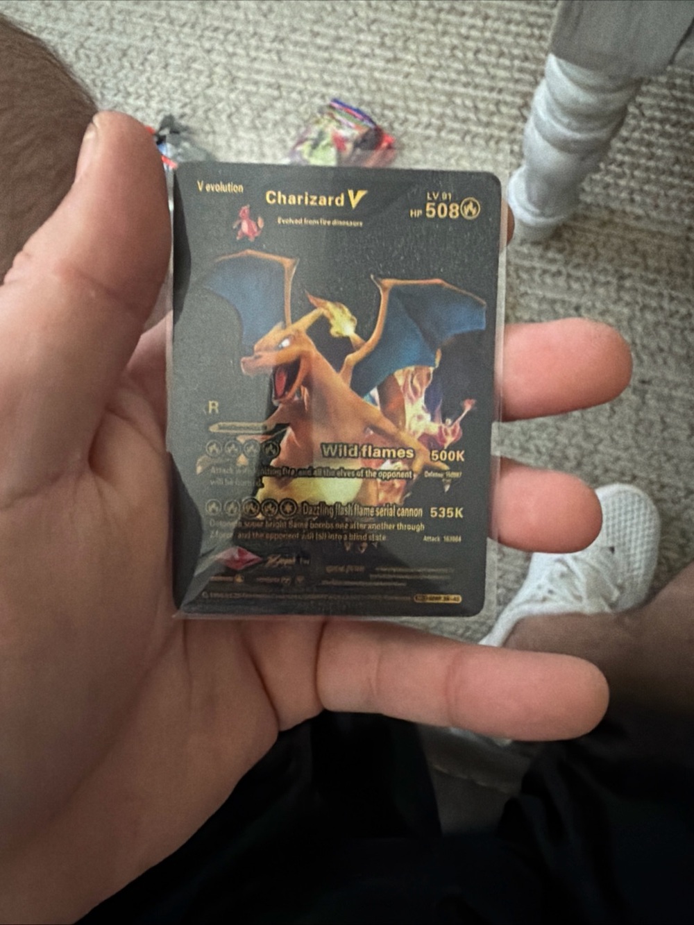 Charizard V Premium Collectible Card - Black & Orange